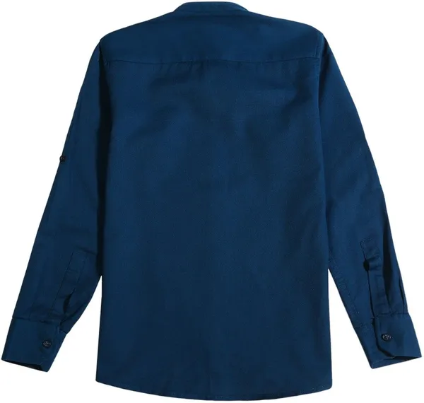 Blue_Pure_Cotton_Solid_Roll-Up_Sleeve_Shirt_For_Boys