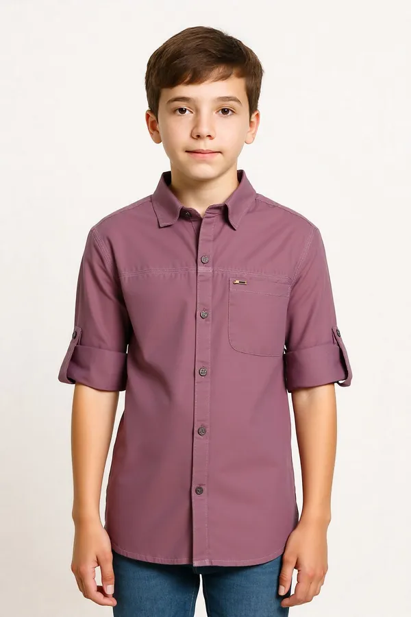 Magenta_Pure_Cotton_Solid_Full_Sleeve_Shirt_For_Boys