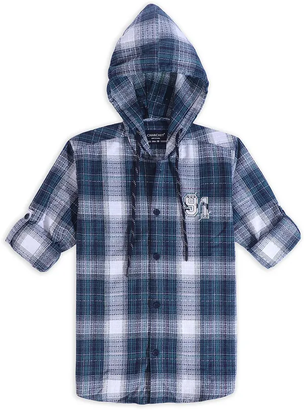 Green_Pure_Cotton_Checkered_Full_Sleeve_Shirt_For_Boys