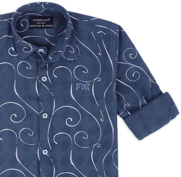 Turquoise_Blue_Pure_Cotton_Geometric_Print_Full_Sleeve_Shirt_For_Boys