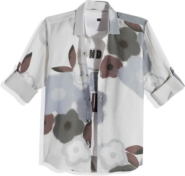 White_Pure_Cotton_Floral_Print_Casual_Full_Sleeve_Shirt_For_Boys
