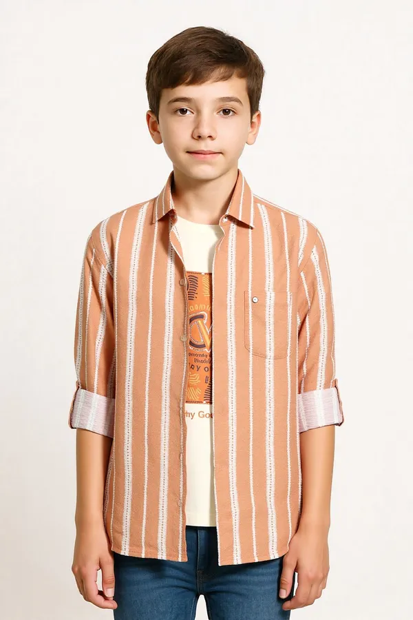 Orange_Pure_Cotton_Striped_Casual_Full_Sleeve_Shirt_For_Boys
