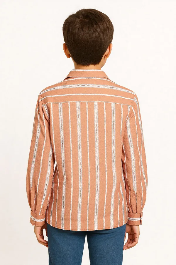 Orange_Pure_Cotton_Striped_Casual_Full_Sleeve_Shirt_For_Boys