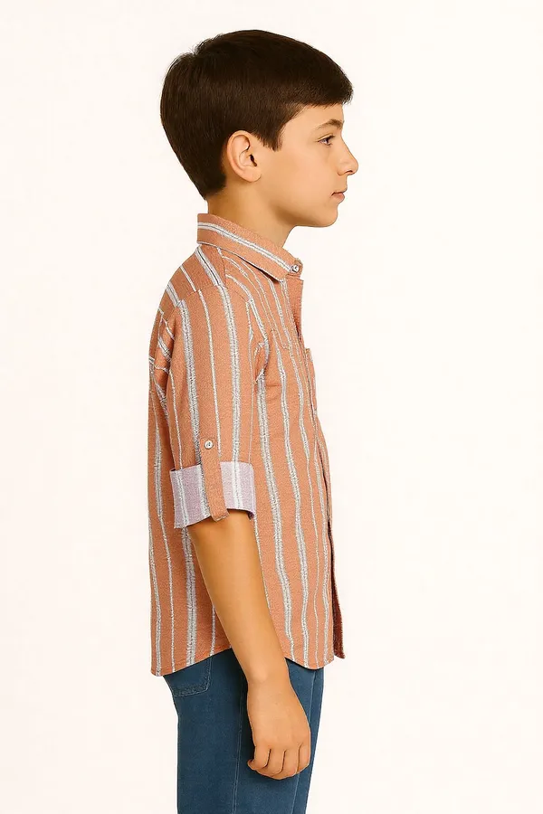 Orange_Pure_Cotton_Striped_Casual_Full_Sleeve_Shirt_For_Boys