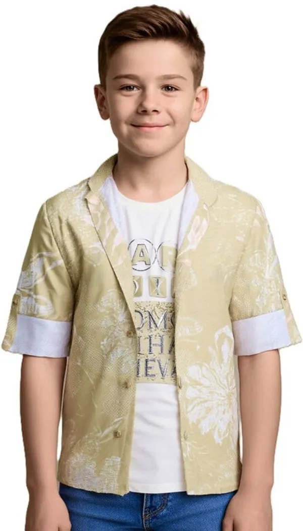 Khaki_Pure_Cotton_Floral_Print_Full_Sleeve_Shirt_For_Boys