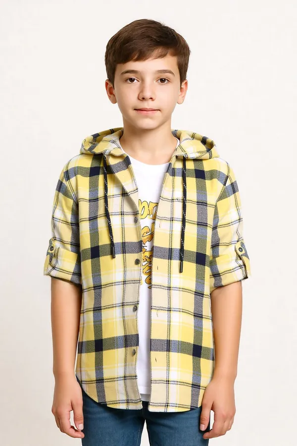 Yellow_Pure_Cotton_Checkered_Full_Sleeve_Shirt_For_Boys