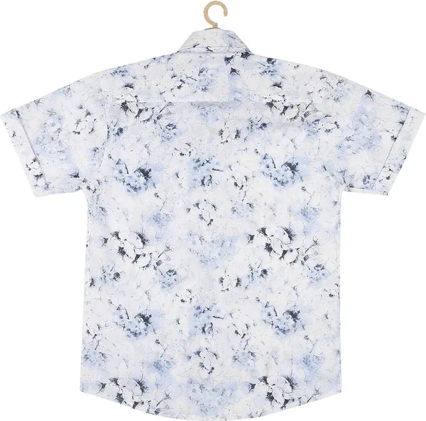 Blue_Pure_Cotton_Printed_Casual_Half_Sleeve_Shirt_For_Boys