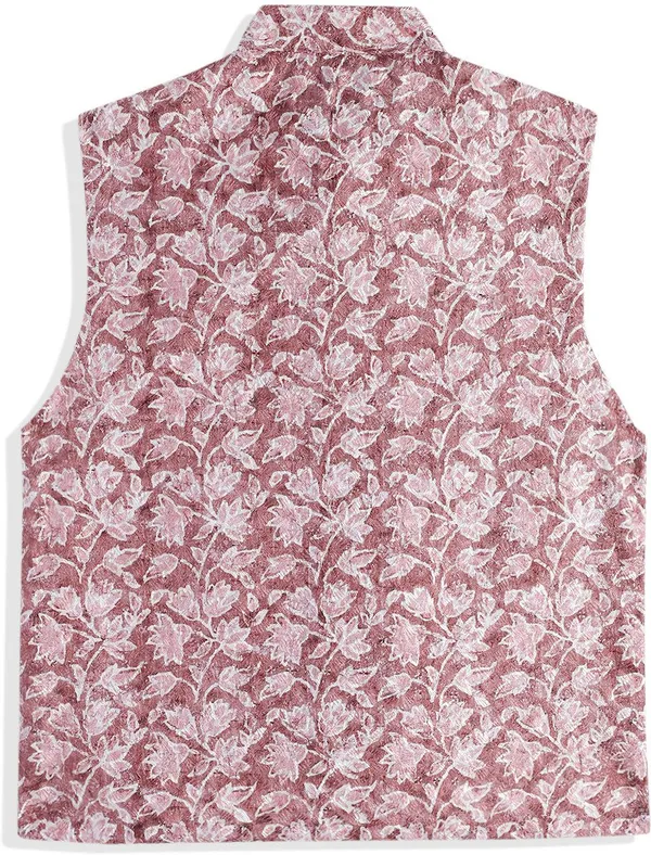 Pink_Cotton_Blend_Floral_Print_Sleeveless_Nehru_Jacket_For_Boys