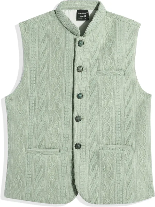 Light_Green_Pure_Cotton_Self_Design_Sleeveless_Nehru_Jacket_For_Boys