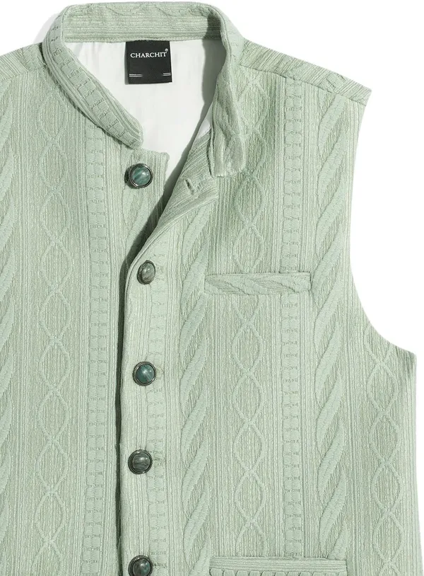 Light_Green_Pure_Cotton_Self_Design_Sleeveless_Nehru_Jacket_For_Boys