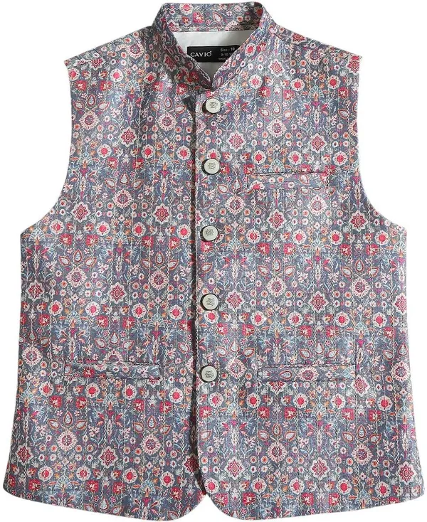 Grey_Cotton_Blend_Floral_Print_Sleeveless_Nehru_Jacket_For_Boys