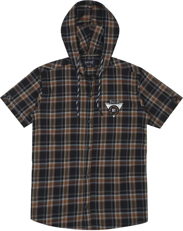 Multicolor_Cotton_Blend_Checkered_Casual_Half_Sleeve_Shirt_For_Boys