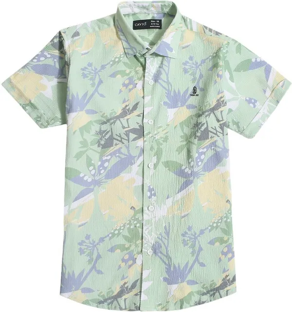 Green_Pure_Cotton_Printed_Half_Sleeve_Shirt_For_Boys