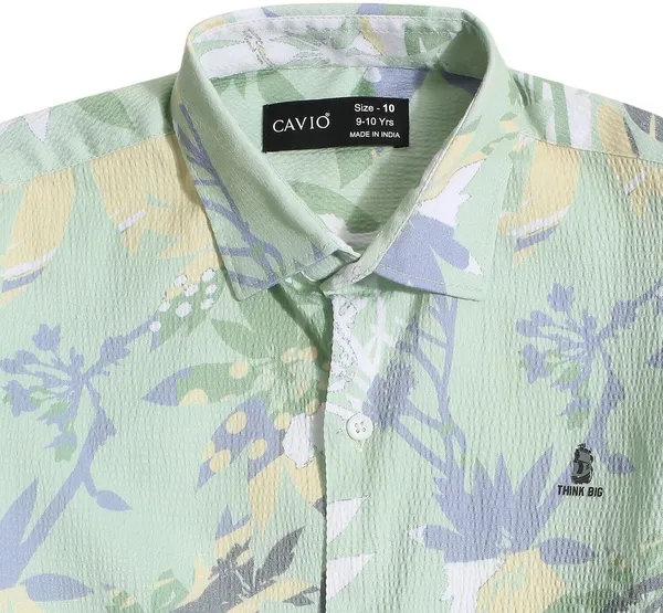 Green_Pure_Cotton_Printed_Half_Sleeve_Shirt_For_Boys