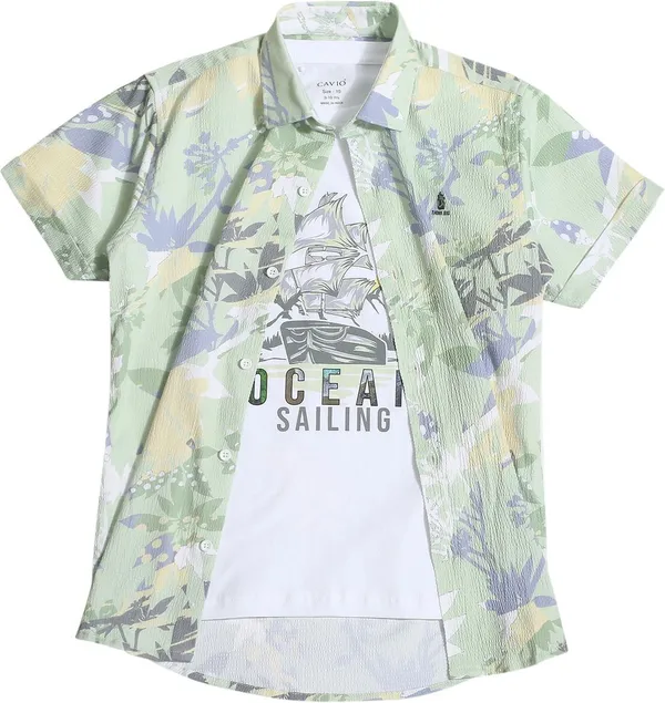 Green_Pure_Cotton_Printed_Half_Sleeve_Shirt_For_Boys