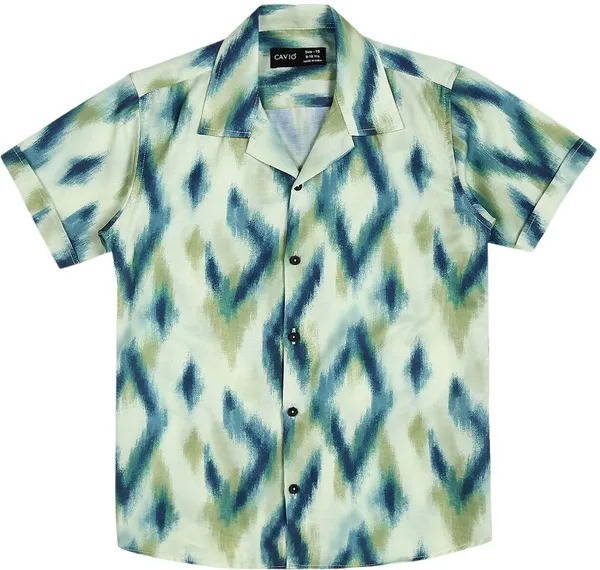 Blue_Cotton_Blend_Printed_Half_Sleeve_Shirt_For_Boys