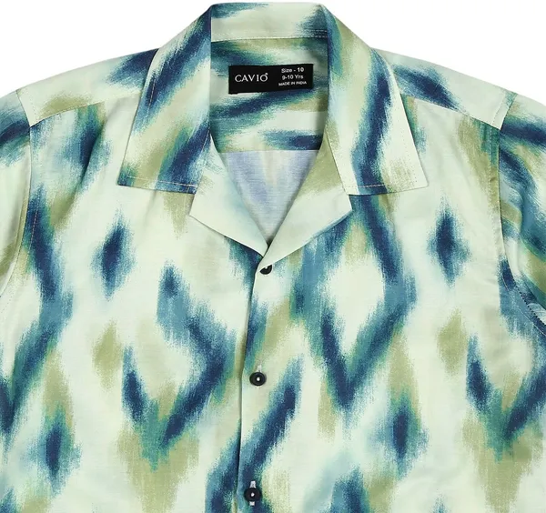 Blue_Cotton_Blend_Printed_Half_Sleeve_Shirt_For_Boys