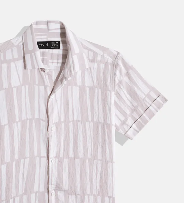 Peach_Cotton_Blend_Printed_Half_Sleeve_Shirt_For_Boys