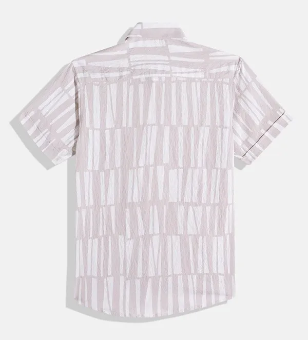 Peach_Cotton_Blend_Printed_Half_Sleeve_Shirt_For_Boys