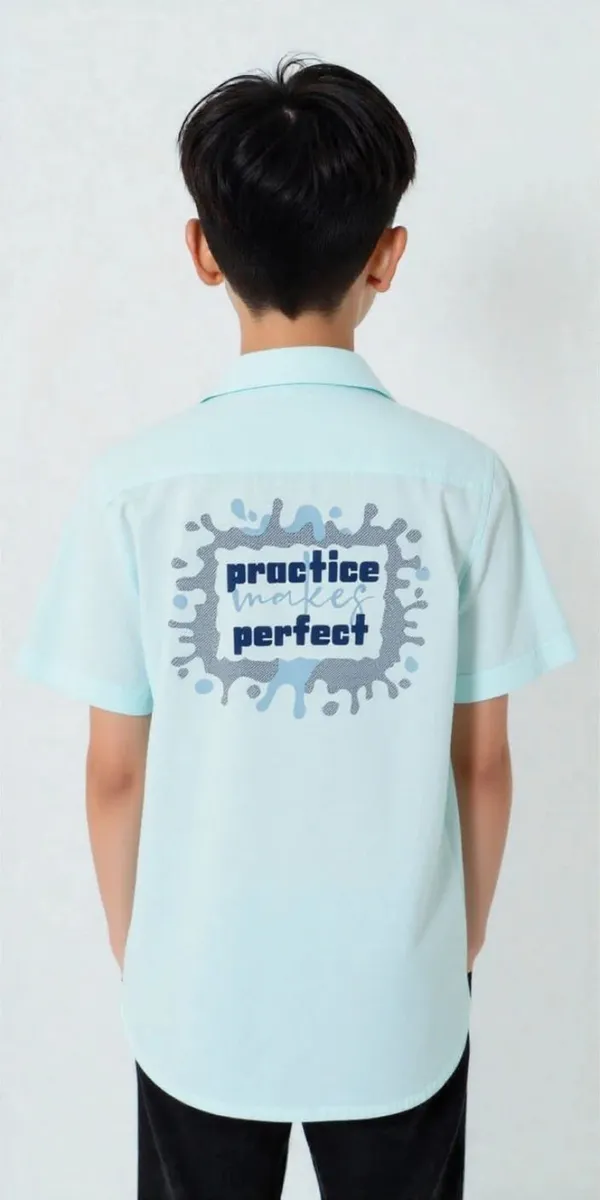 Skyblue_Pure_Cotton_Printed_Short_Sleeve_Shirt_For_Boys