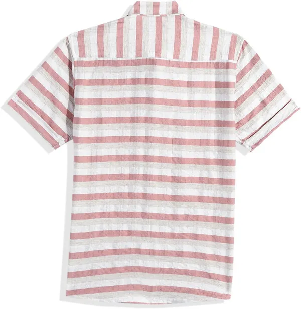 Pink_&_White_Pure_Cotton_Striped_Half_Sleeve_Shirt_For_Boys