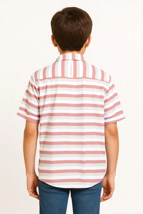 Pink_&_White_Pure_Cotton_Striped_Half_Sleeve_Shirt_For_Boys