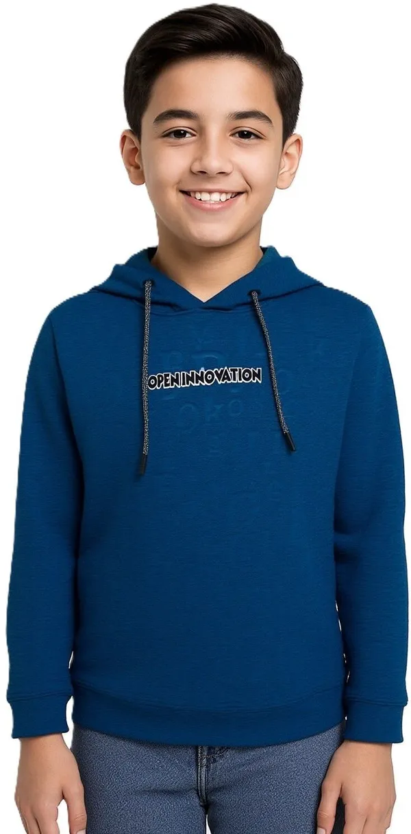 Blue_Cotton_Blend_Self_Design_Hooded_Neck_T-Shirt_For_Boys