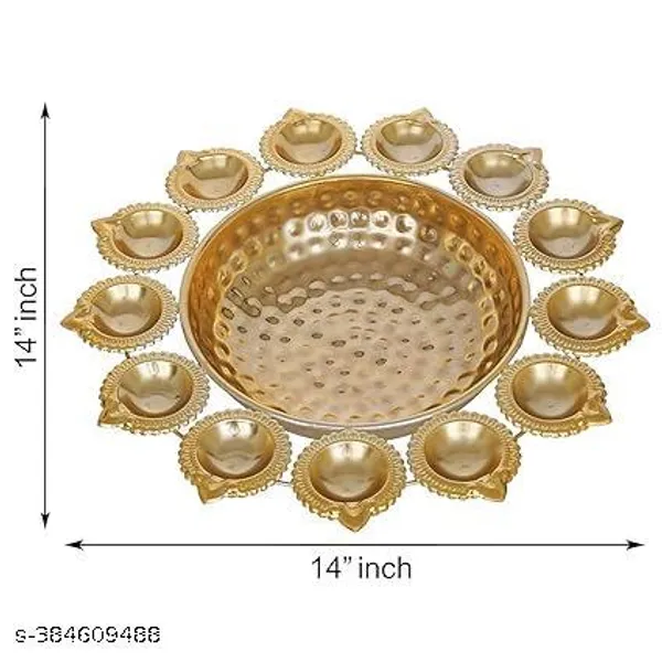 Yellow_Apar_Decor_13_Diya_Gold_Urli_14"_(14x14_Inch)