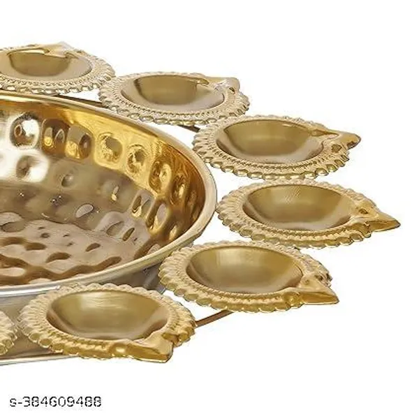 Yellow_Apar_Decor_13_Diya_Gold_Urli_14"_(14x14_Inch)