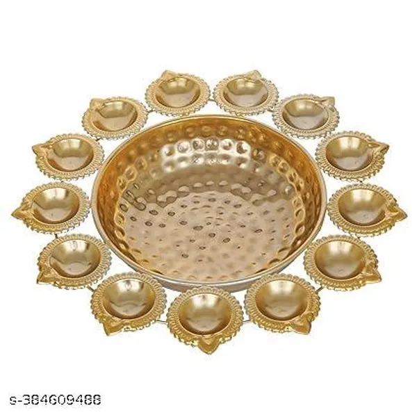 Yellow_Apar_Decor_13_Diya_Gold_Urli_14"_(14x14_Inch)