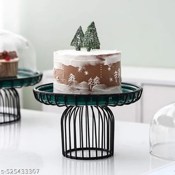 Black_Cake_Stand_Dessert_Display_Tray_Cheese_Plate_Cover,_Home_Use_Kitchen_Serving_Plate_Bread_Fruit_Pastry_Fresh_Cover_Cake_Dome_Set_Cake_Stands_For_Cake,_Pastry,_Fruit_(12_X_2_X_35_Inch)