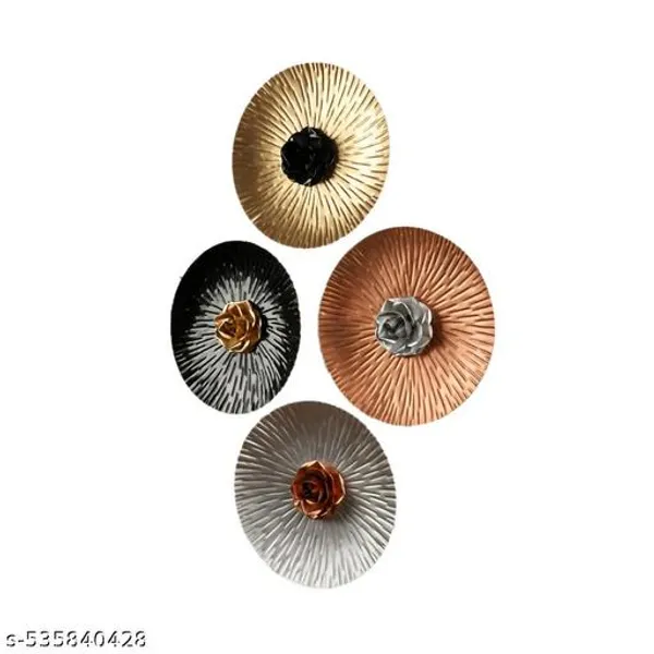Set_Of_4_Gold_Rose_Wall_Decor/Wall_Art_|_Wall_Mounted_Sculpture_For_Home_Decor/Living_Room/Bed_Room/Birthday_Gift_(10_Inch_X_10_Inch,_Gold,_Silver,_Black,_Copper)/Beautiful_Wall_Decor_&_Hanging_Metal_Wall_Plate_With_Rose_(25x25_cm)