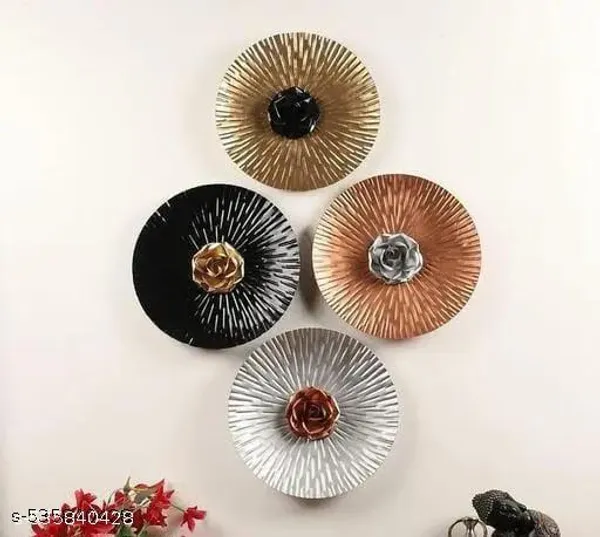 Set_Of_4_Gold_Rose_Wall_Decor/Wall_Art_|_Wall_Mounted_Sculpture_For_Home_Decor/Living_Room/Bed_Room/Birthday_Gift_(10_Inch_X_10_Inch,_Gold,_Silver,_Black,_Copper)/Beautiful_Wall_Decor_&_Hanging_Metal_Wall_Plate_With_Rose_(25x25_cm)