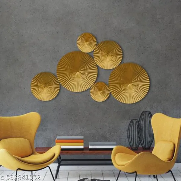 Set_Of_6_Gold_Luxury_Gold_Circular_Wall_Art_-For_Modern_Interiors/_Golden_Disc_Metal_Wall_Art_(12_X_6x9_Inch)
