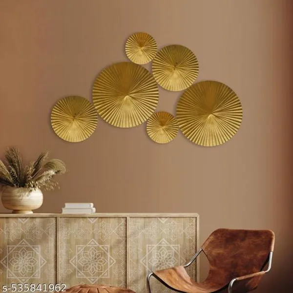 Set_Of_6_Gold_Luxury_Gold_Circular_Wall_Art_-For_Modern_Interiors/_Golden_Disc_Metal_Wall_Art_(12_X_6x9_Inch)