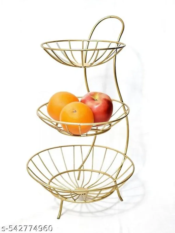 Silver_Metal_3-Layer_Basket_Organizer_For_Kitchen_-_Aalu_Pyaj/Onion_Storage_Basket_&_Circular_Countertop_Side_Stand_|_Gold_29X29X49_Cms_(29X29X49)