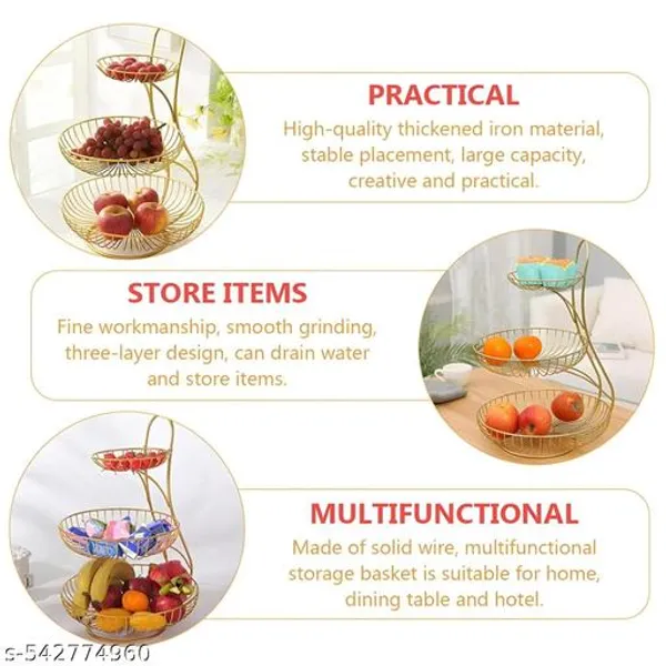 Silver_Metal_3-Layer_Basket_Organizer_For_Kitchen_-_Aalu_Pyaj/Onion_Storage_Basket_&_Circular_Countertop_Side_Stand_|_Gold_29X29X49_Cms_(29X29X49)