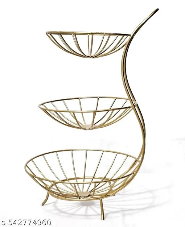 Silver_Metal_3-Layer_Basket_Organizer_For_Kitchen_-_Aalu_Pyaj/Onion_Storage_Basket_&_Circular_Countertop_Side_Stand_|_Gold_29X29X49_Cms_(29X29X49)