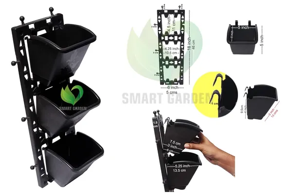 Black_Smart_Garden_Multilayer_Vertical_Gardening_Wall_Garden_Hanging_Planter_Pot_With_Frames_2_Panel_6_Pcs_Pot