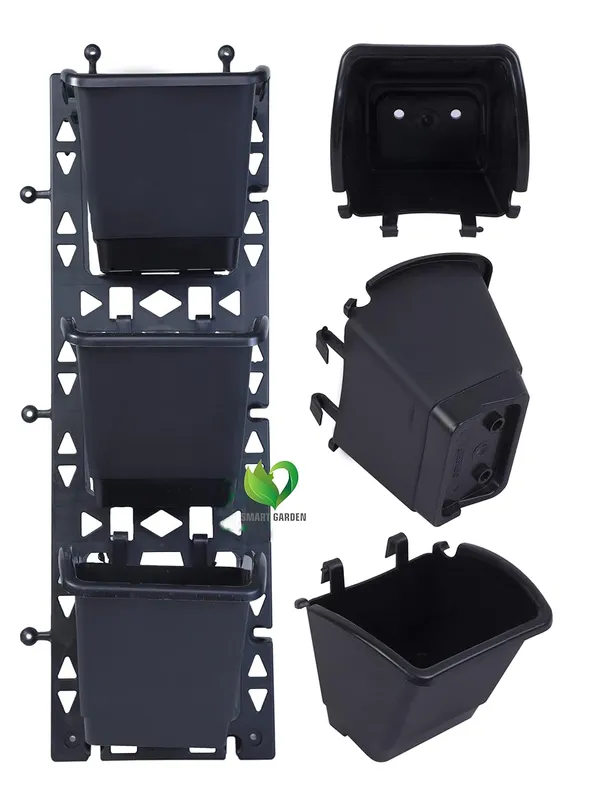 Black_Smart_Garden_Multilayer_Vertical_Gardening_Wall_Garden_Hanging_Planter_Pot_With_Frames_2_Panel_6_Pcs_Pot