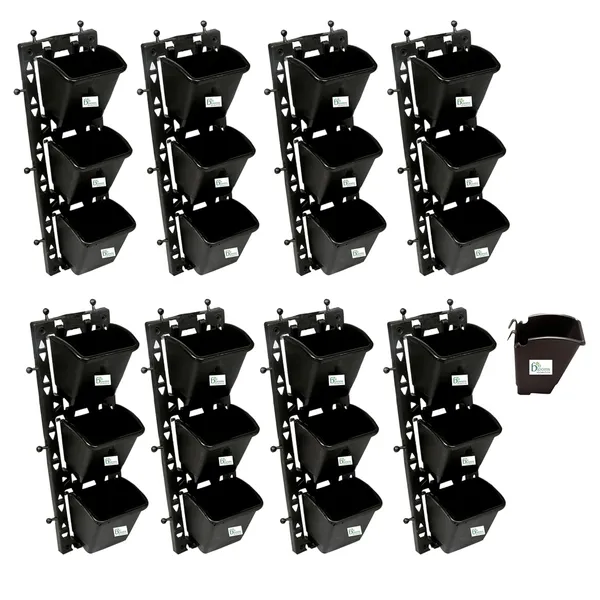 Black_Vertical_Wall_Hanging_Garden_Pots_8_Panel_24_Pots_Outdoor_Use_Indoor