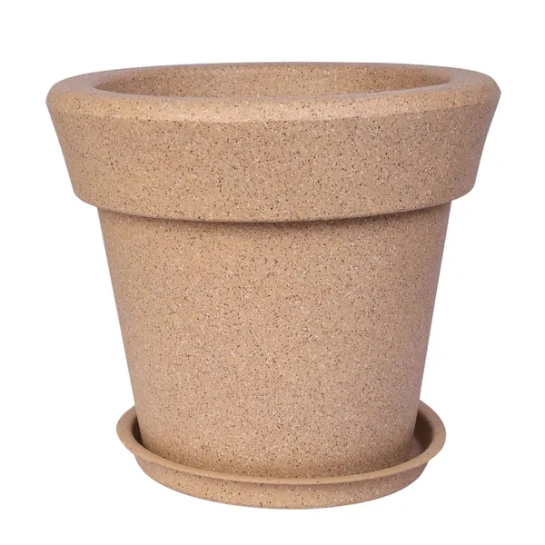 Black_Product_Summary:_Maxi_Planter_Roto_Mould_Speckled_Garden_Planter_Pot_With_Drainage_Saucer_Round_Tape_Design_Indoor_Outdoor_Use_Pack_Of_1_Sandstone_10_Inch