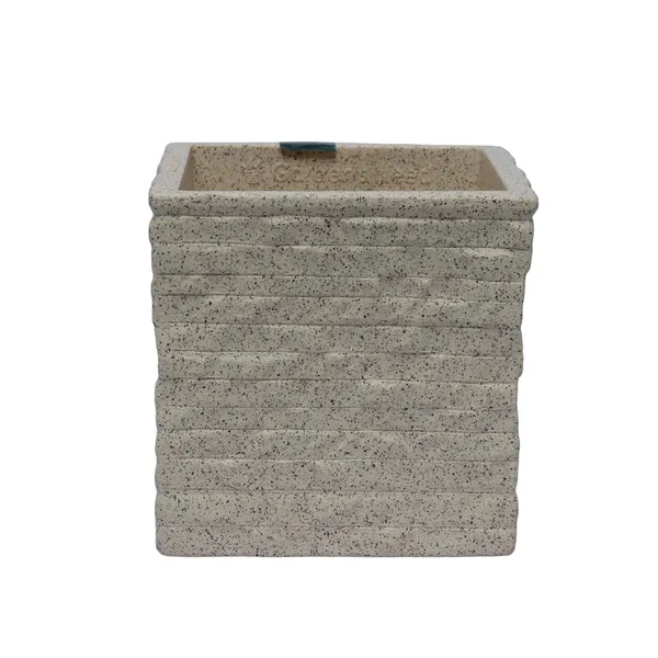 Multicolour_Coral_Planter_Roto_Mould_Decorative_Speckled_Square_Planter_Text_Garden_Pot_With_Ridged_Design_Indoor_Outdoor_Container_Stone_10.5_Inch