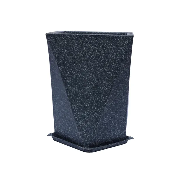 Black_Audi_Planter_Roto_Mould_Modern_Geometric_Planter_With_Saucer_Text_Speckled_Indoor_Outdoor_Garden_Pot_Contemporary_Tape_Design_14_Inch