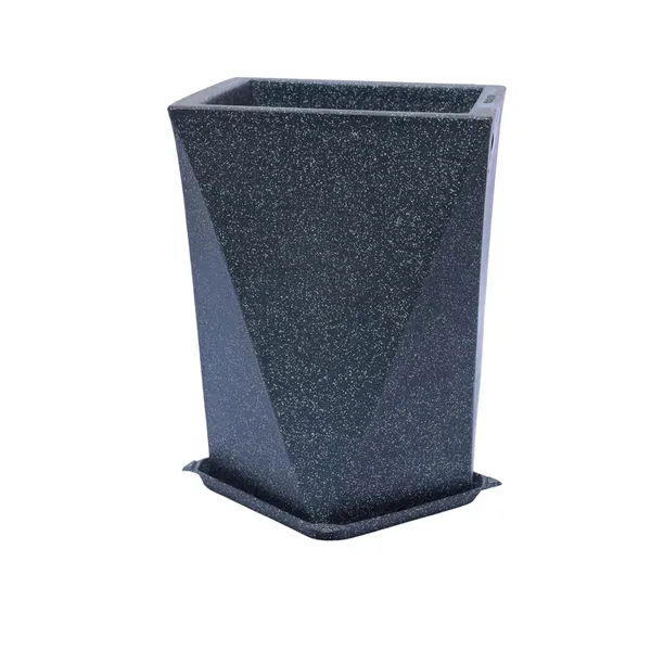 Black_Audi_Planter_Roto_Mould_Modern_Geometric_Planter_With_Saucer_Text_Speckled_Indoor_Outdoor_Garden_Pot_Contemporary_Tape_Design_14_Inch
