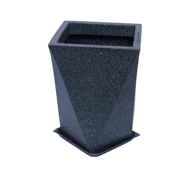 Black_Audi_Planter_Roto_Mould_Modern_Geometric_Planter_With_Saucer_Text_Speckled_Indoor_Outdoor_Garden_Pot_Contemporary_Tape_Design_14_Inch