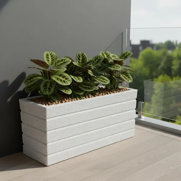 White_Nishan_Planter_Roto_Mould_Decorative_Rectangular_Garden_Planter_Speckled_Resin_Modern_Ridged_Design_Outdoor_Indoor_Flower_Pot_24_Inch
