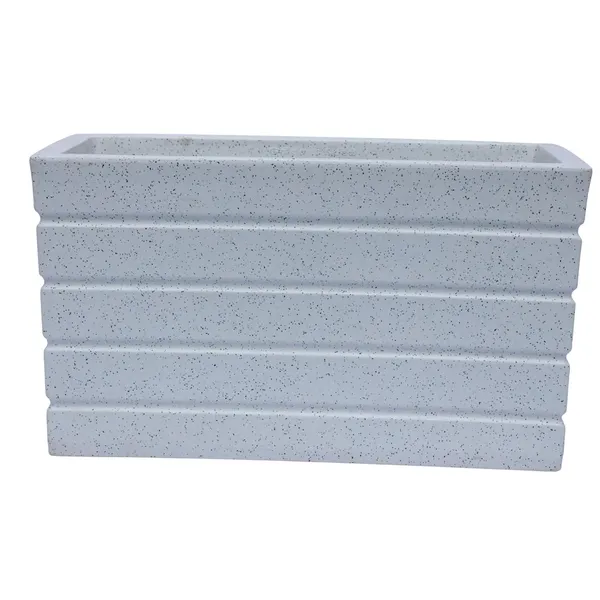White_Nishan_Planter_Roto_Mould_Decorative_Rectangular_Garden_Planter_Speckled_Resin_Modern_Ridged_Design_Outdoor_Indoor_Flower_Pot_24_Inch