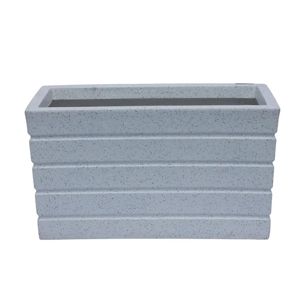 White_Nishan_Planter_Roto_Mould_Decorative_Rectangular_Garden_Planter_Speckled_Resin_Modern_Ridged_Design_Outdoor_Indoor_Flower_Pot_24_Inch