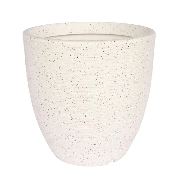 White_Houston_Planter_Roto_Mould_Text_Planter_With_Drainage_Tray_Speckled_Pattern_Modern_Tape_Design_Indoor_Outdoor_Garden_Use_14.5_Inch